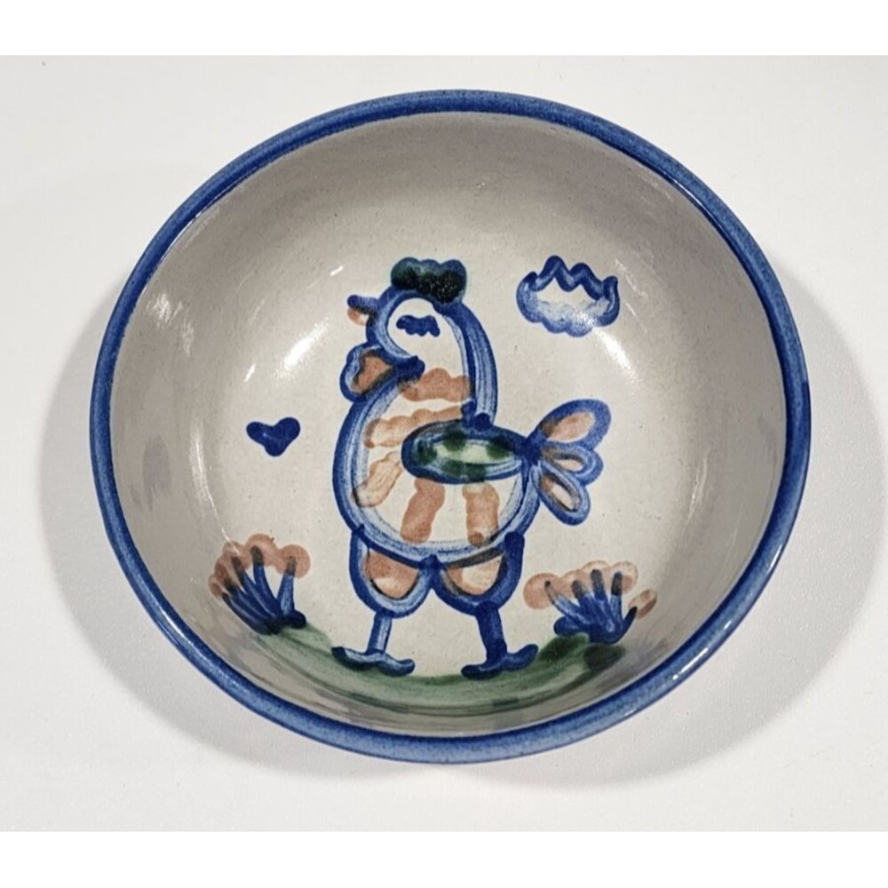 Vtg M A Hadley Chicken Art Pottery Small Bowl 5 1/2"